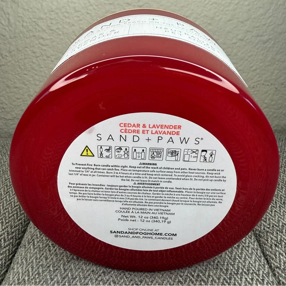 Sand + Paws Odor Neutralizing Scented Candle- Cedar and Lavender, 12oz, 2 Wick - Picture 6 of 11